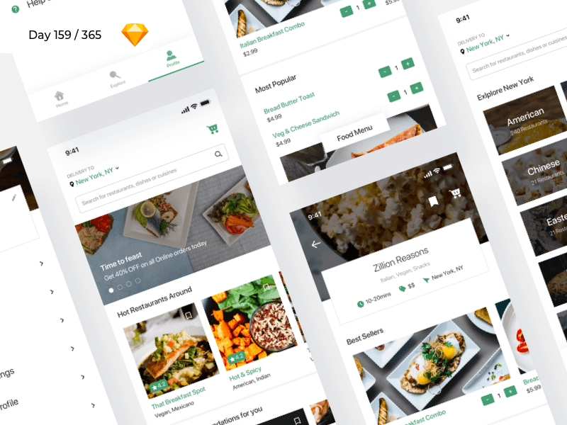 Interface utilisateur de l’application food delivery iOS