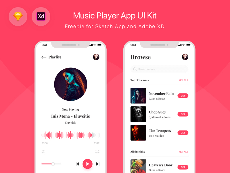 ミュージック プレーヤー アプリ UI キット