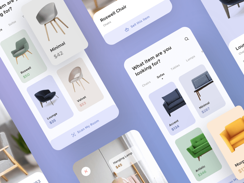 Möbel App UI Kit Sketch Ressource