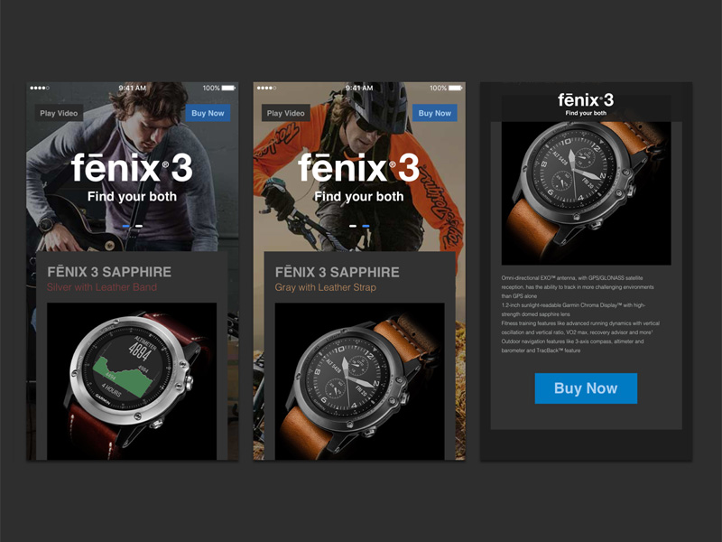 Garmin Fenix 3 Concept d’interface utilisateur shopping