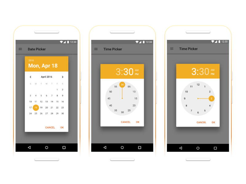 Android Date and Time Pickers Sketch Resource