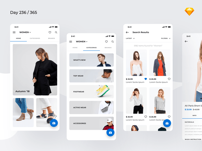 Minimale Mode App Konzept