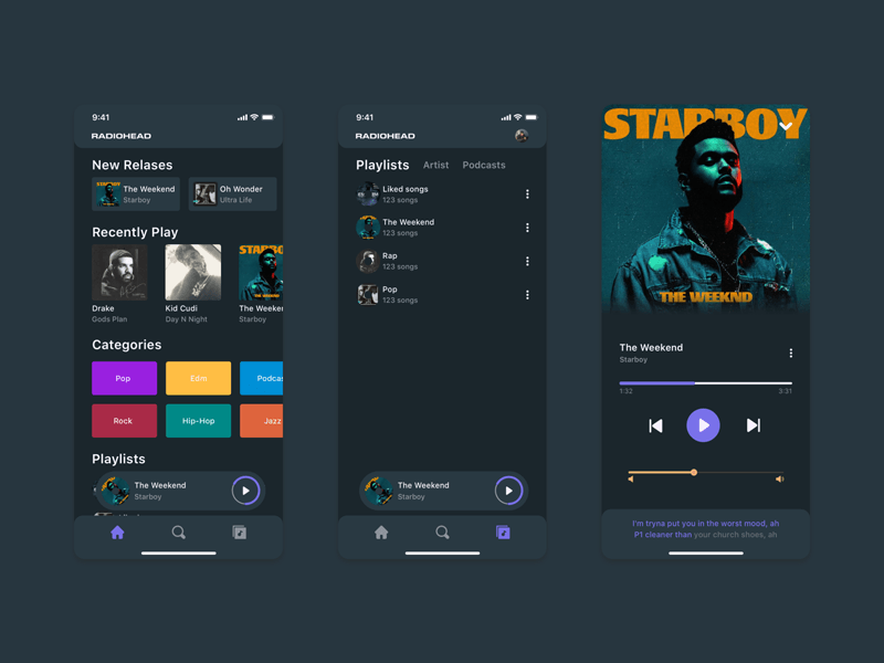 Diseño de la interfaz de usuario/UX de la aplicación de música