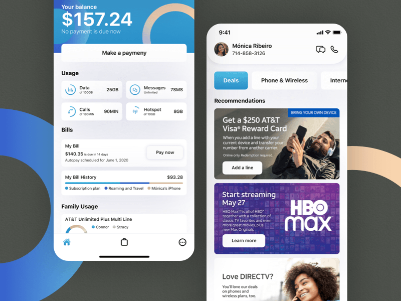 Meine AT&T Account Screen Redesign Sketch Ressource