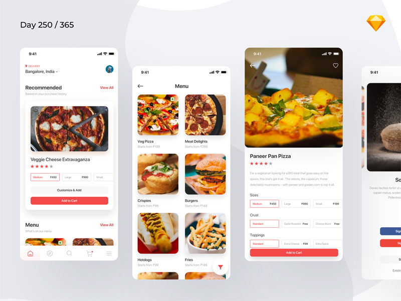 Concepto de la aplicación de entrega/pedido de pizza