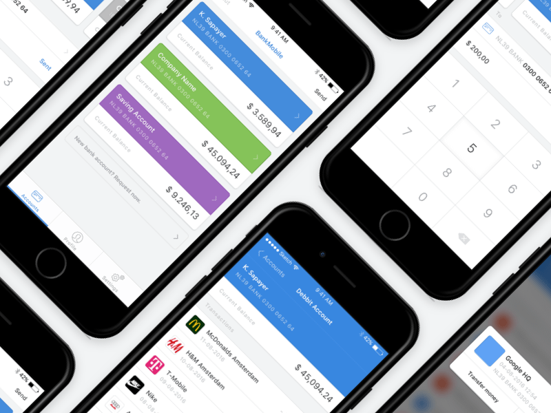 Пример iOS и Android Bank App Sketch Ресурс