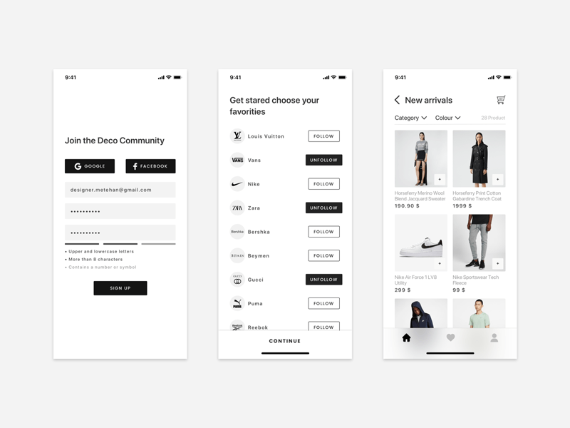 Shopping App UI-Konzept