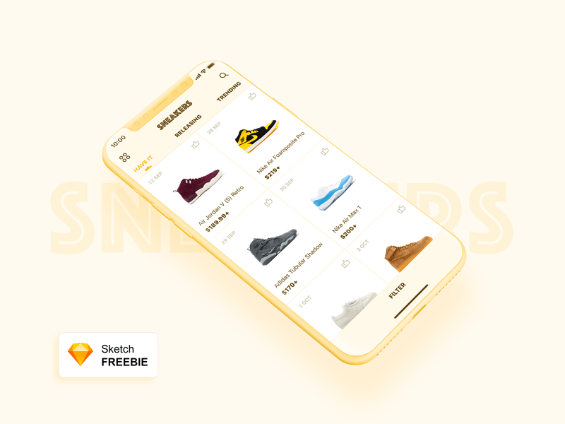 Concepto de la aplicación Sneakers Store