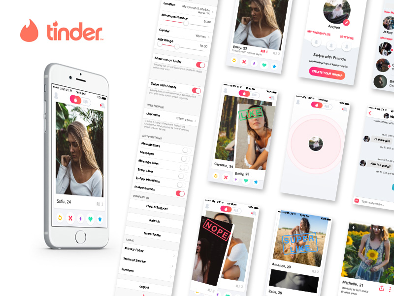 Ресурс эскиза комплекта пользовательского интерфейса Tinder iOS