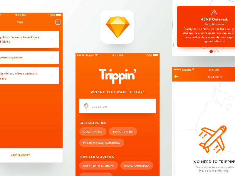 Комплект пользовательского интерфейса Trippin App