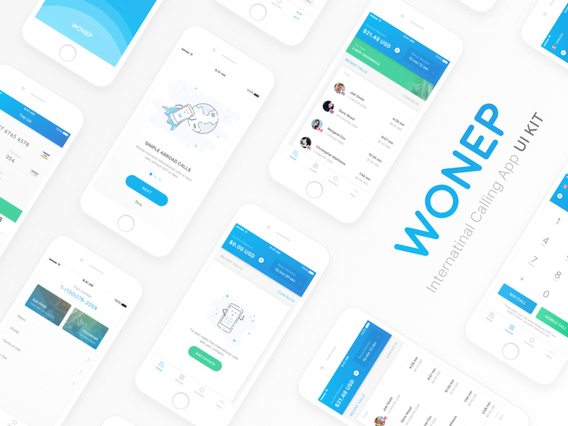 Kit de interfaz de usuario de la aplicación de llamadas internacionales Wonep