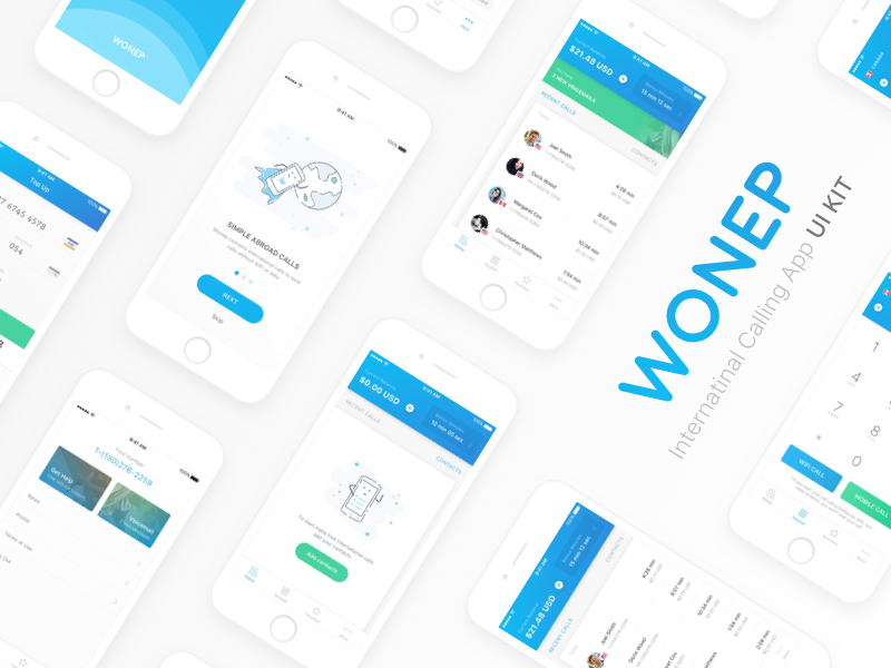 Wonep Вызов App UI Комплект Sketch ресурсов