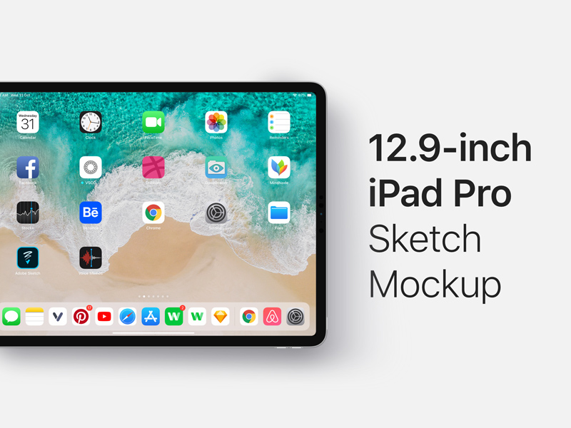 12,9-дюймовый iPad Pro Mockup Sketch