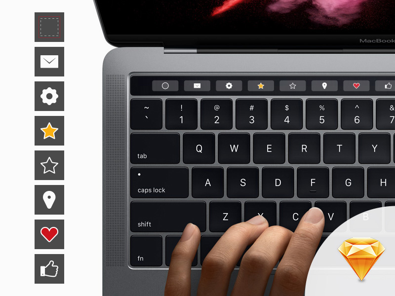 Modèle d’icône d’esquisse d’Apple Touch Bar
