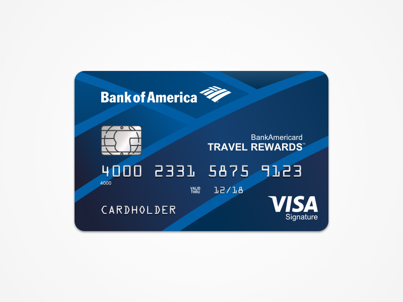 Plantilla de tarjeta de Recompensas de Viaje de Bank of America