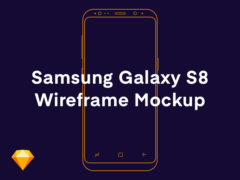 Samsung Галактика S8 Wireframe Sketch Mockup