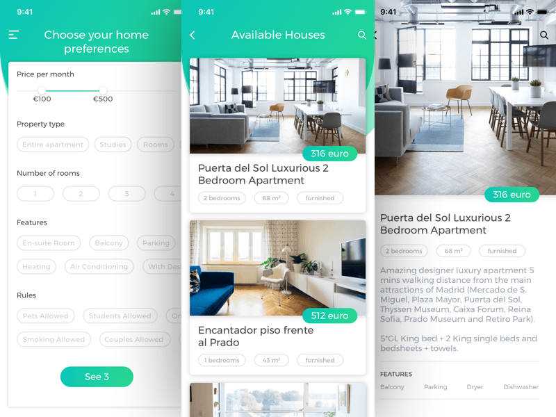 House Rental App Concept Sketch Resource