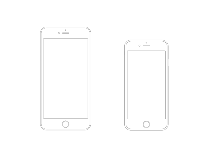 iPhone 6 Плюс и iPhone 6 Wireframe Sketch ресурсов