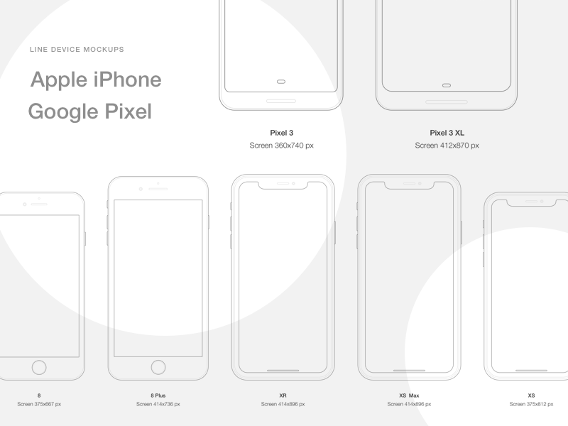 Line Mockups for iPhone and Google Pixel Sketch Resource