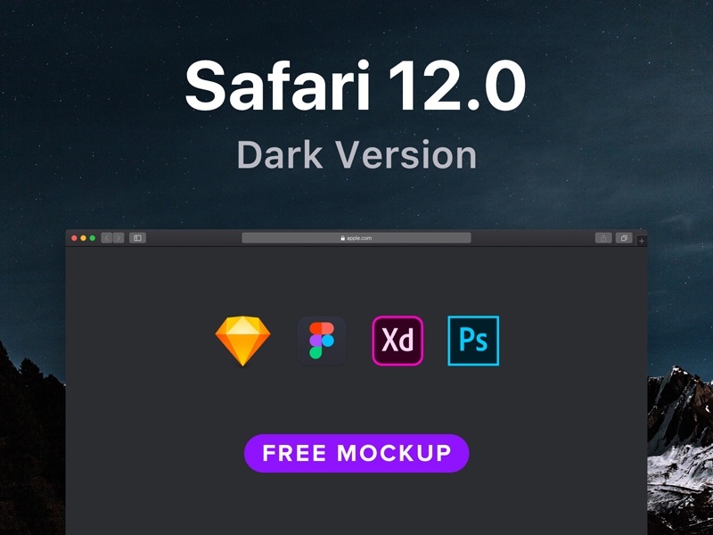 Safari Браузер Mockup Темная версия