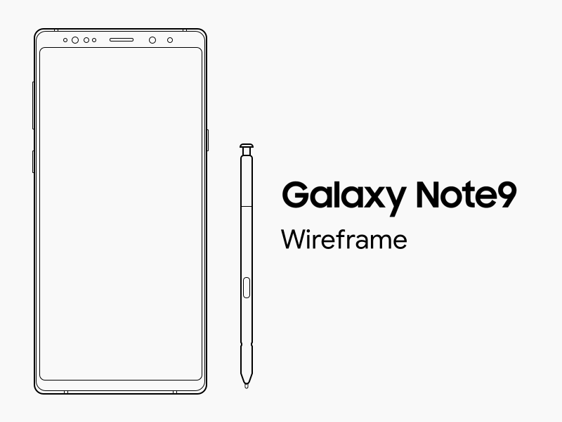 Samsung Galaxy Note 9 Outline Wireframe