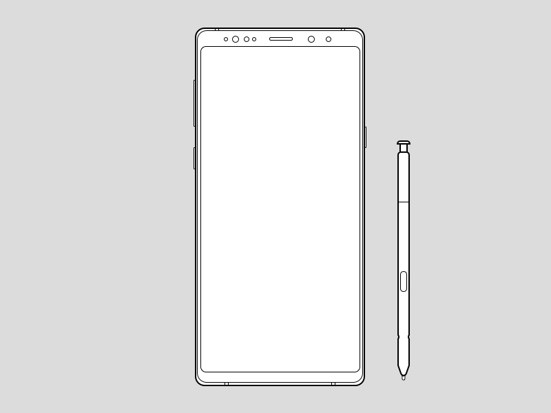 Samsung Galaxy Note9 Wireframe Sketch Resource