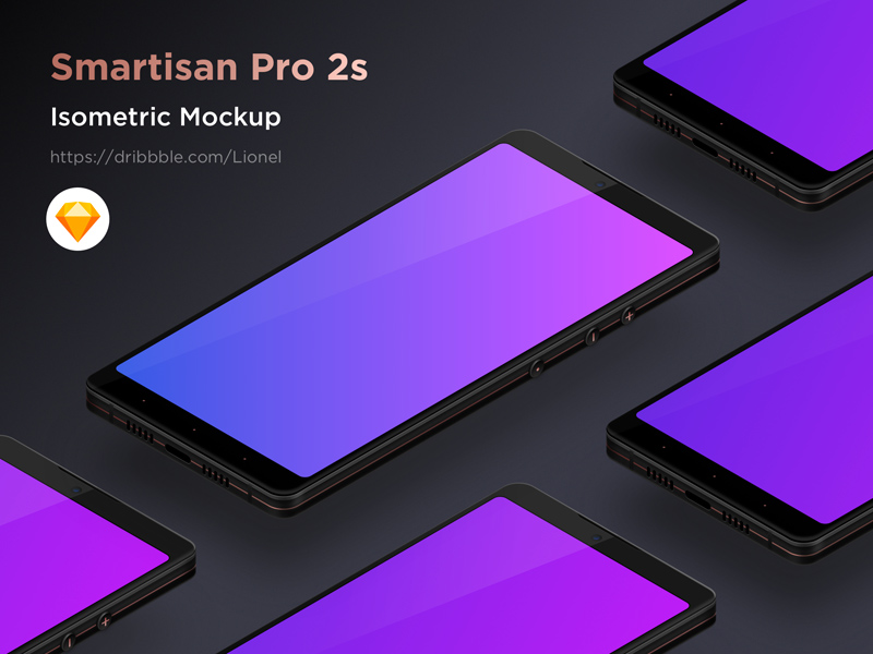 アイソメトリックスマートフォンのモックアップ – Smartisan Pro 2s
