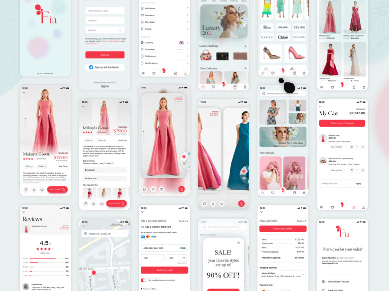 Kit d'interface utilisateur de mode e-commerce - Ressource de croquis gratuite