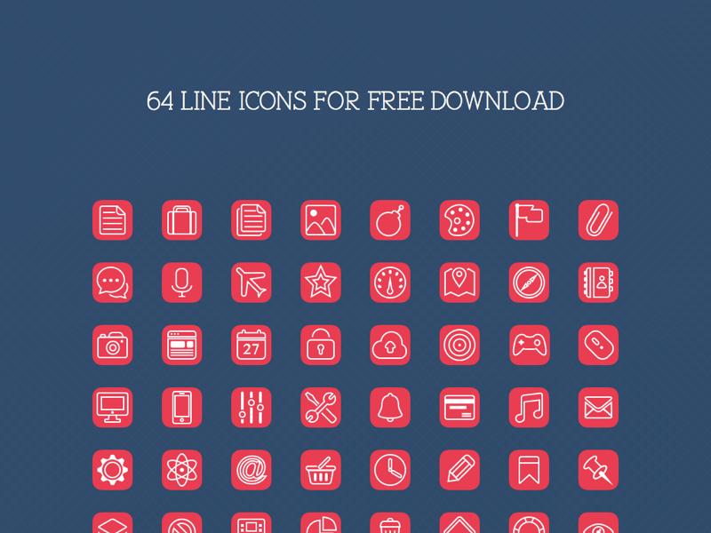 64 iconos de línea de boceto boceto recurso