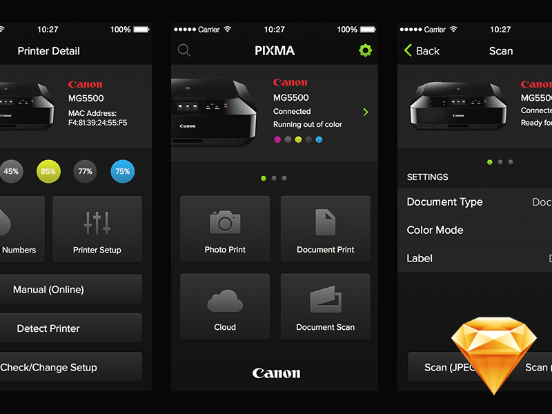Canon Pixma App Redesign Sketchnressourcen