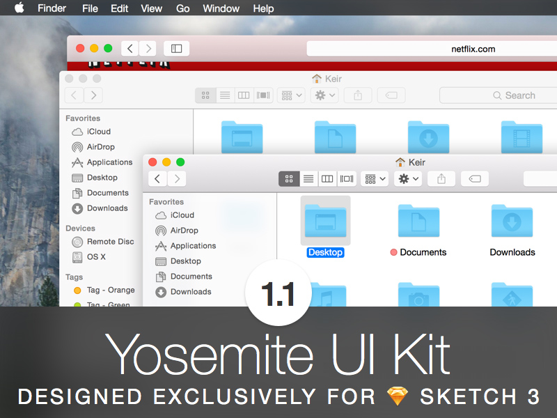 Комплект пользовательского интерфейса Yoseite 1.1 для эскиза