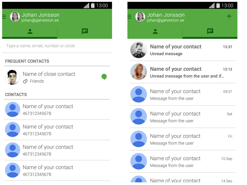 Hangouts Version 2.3 (Android 4.4.4) Skizzieren Sie Ressource