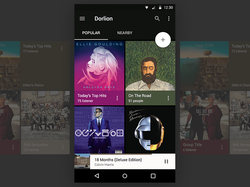 Material Design Music App Sketch Resource