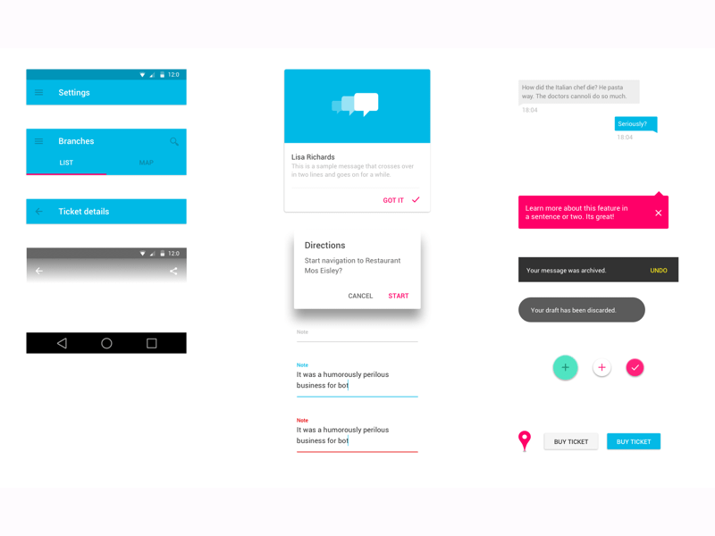 Android Material Design UI Kit Sketch Ressourcen