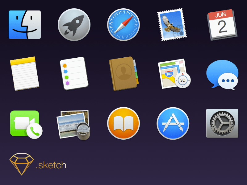 OS X Yosemite-Icons-Skizzierungsressource
