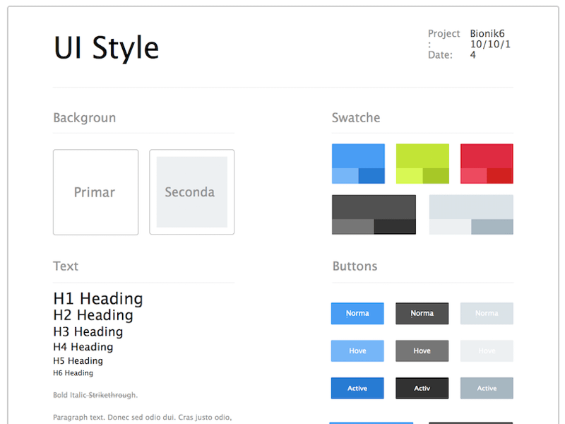 Ressource de croquis de guide de style UI
