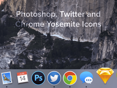 Photoshop Twitter y iconos de cromo para el recurso de boceto de Yosemite