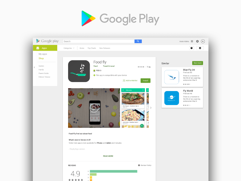 Android-App-Design-Vorschau auf Google Play Sketch Resource