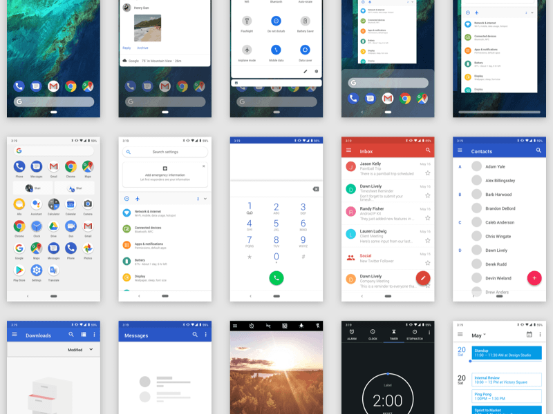 Android Pie пользовательский интерфейс Комплект Sketch ресурсов