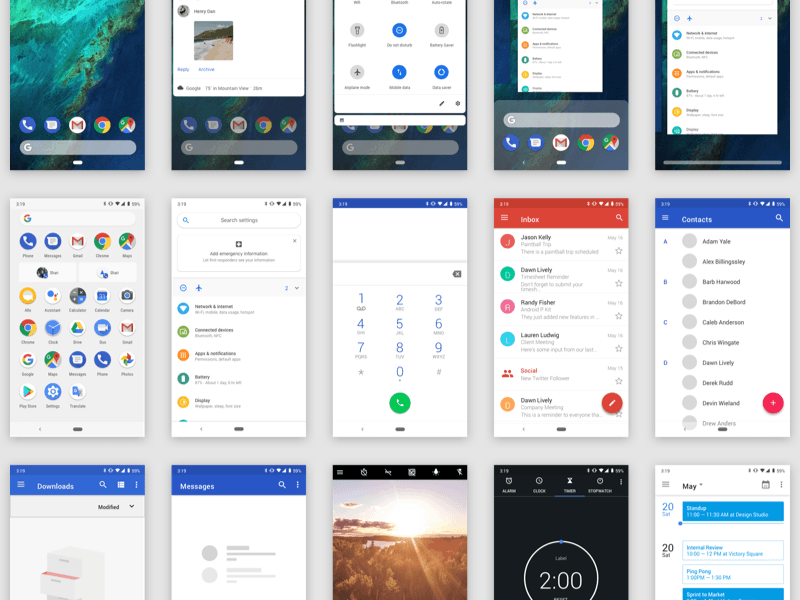 Recurso de boceto de Android Pie UI Kit