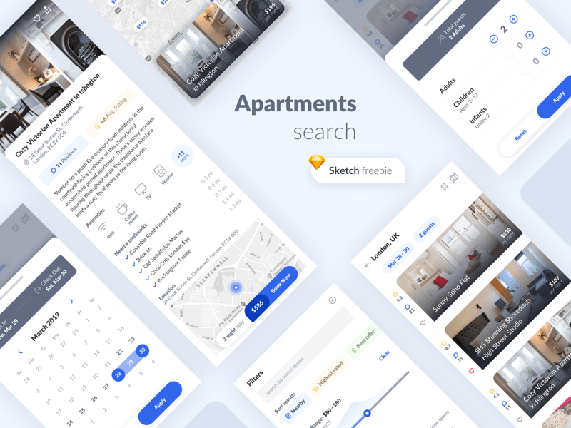 Apartments Recherche App croquis de l'app