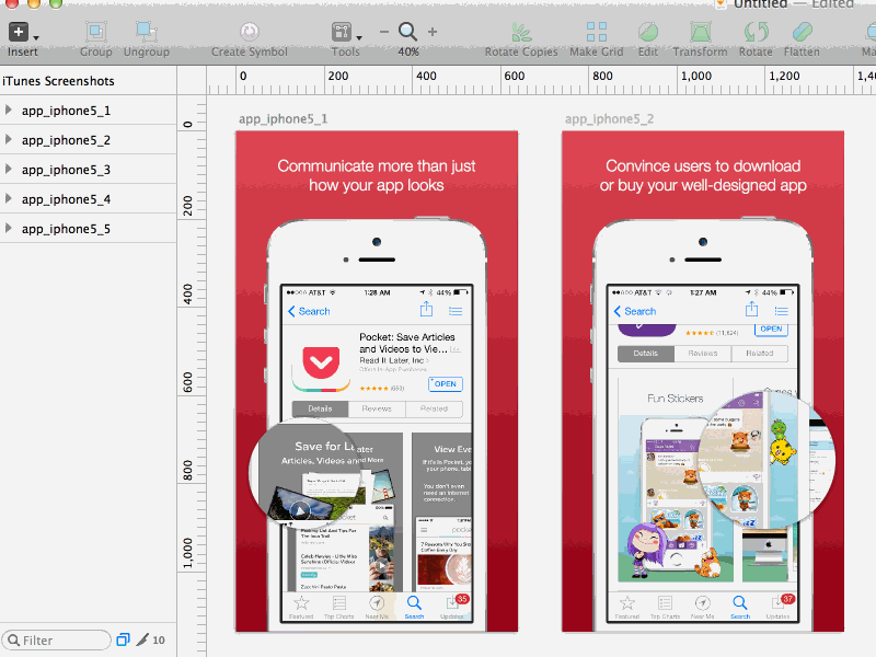 App Store-Screenshots-Skizzierungsressource