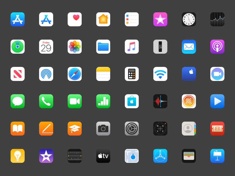 49 Iconos de Apple iOS Recurso de boceto