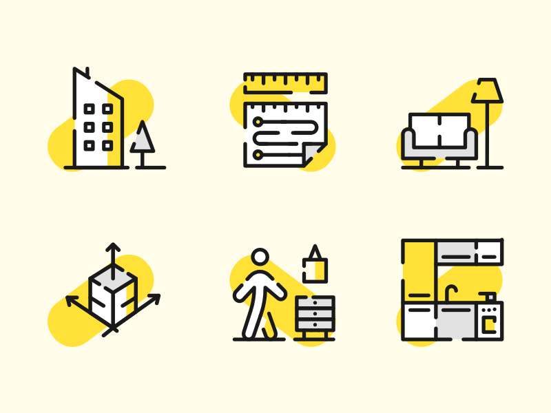 6 Architektur-Icons Sketchnressource