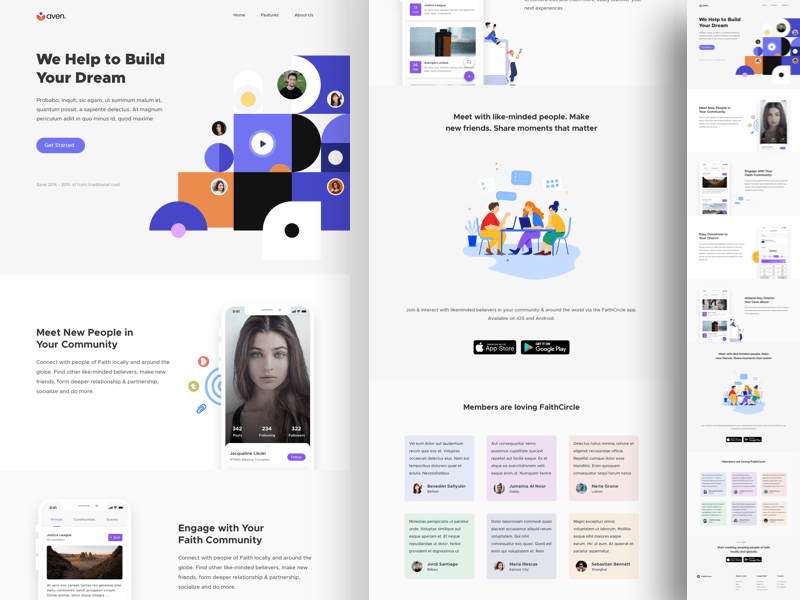 Aven Landing Page Template Sketch Ressource