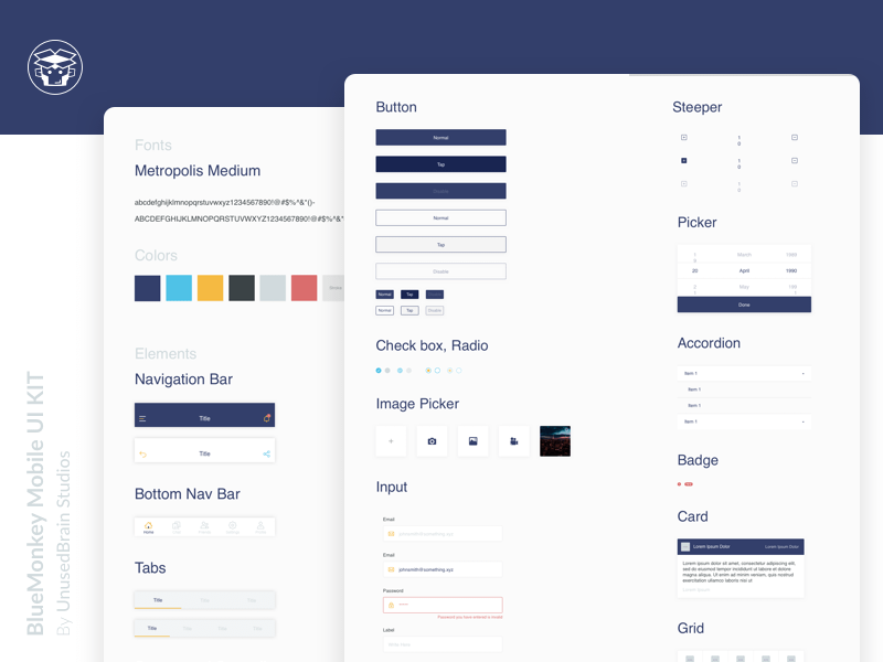 Blue Monkey Mobile UI Kit Sketch Ressourcen