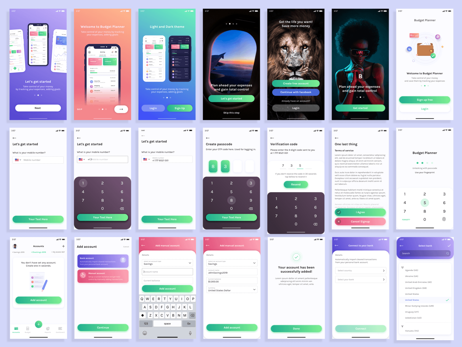 Budget Planner Onboarding Screens Sketch Resource