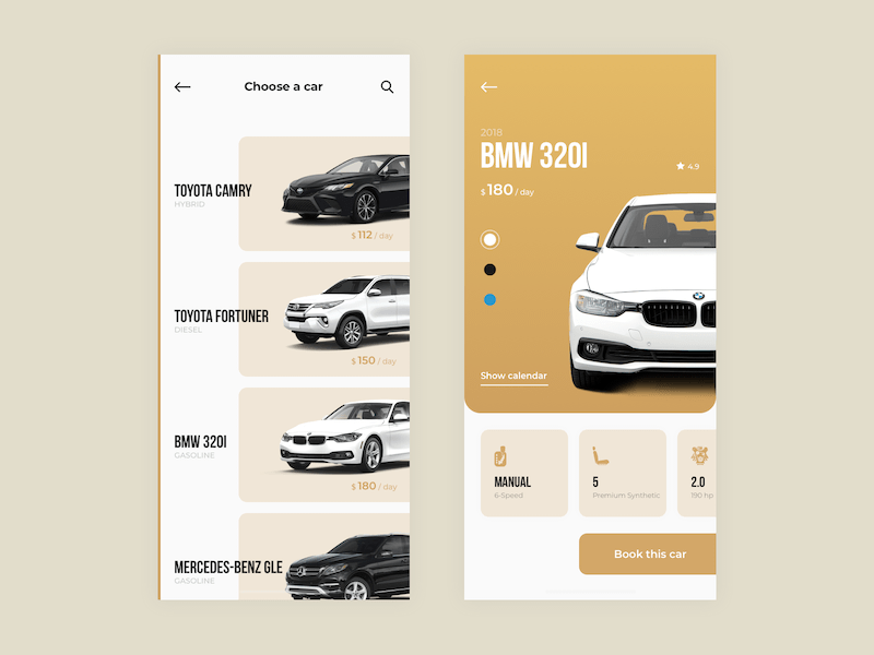 Car Rental iOS App Concept Sketch Resource