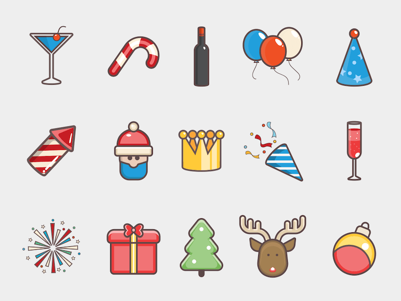 15 Weihnachts-Icons-Skizzierungsressource