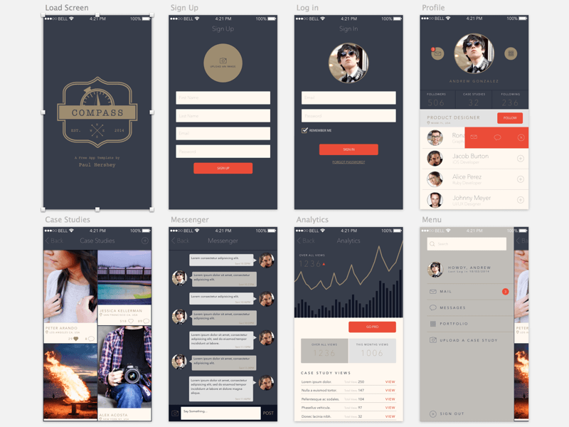 Compass Un modèle d'application gratuit pour la ressource de croquis de croquis